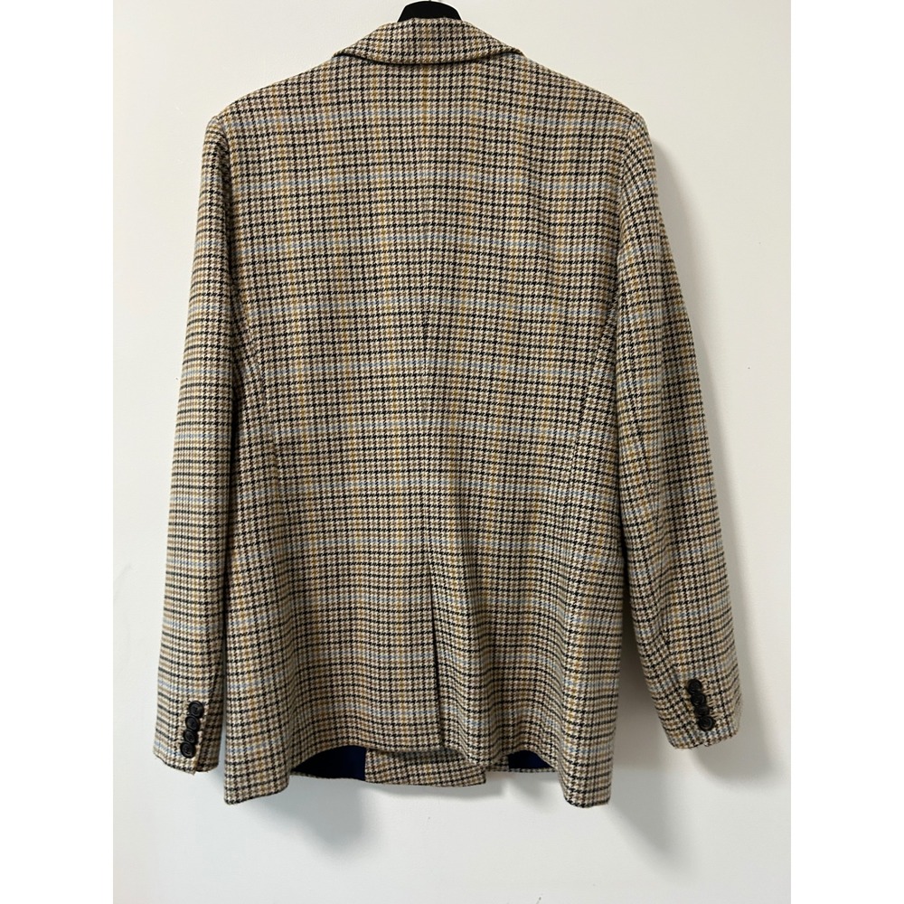 Gap Double Breasted Plaid Blazer Women 12 Tall Brown Dark Academia Houndstooth - Picture 7 of 12